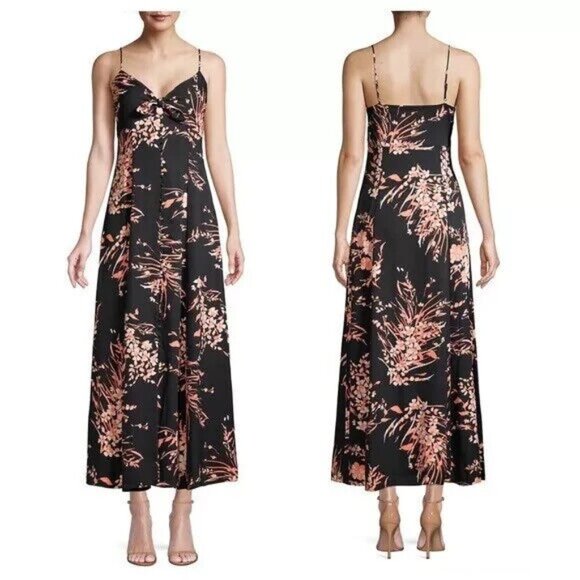 Joie Almona Dress Maxi Black Floral Print Sleeveless Button NWT - Picture 4 of 15